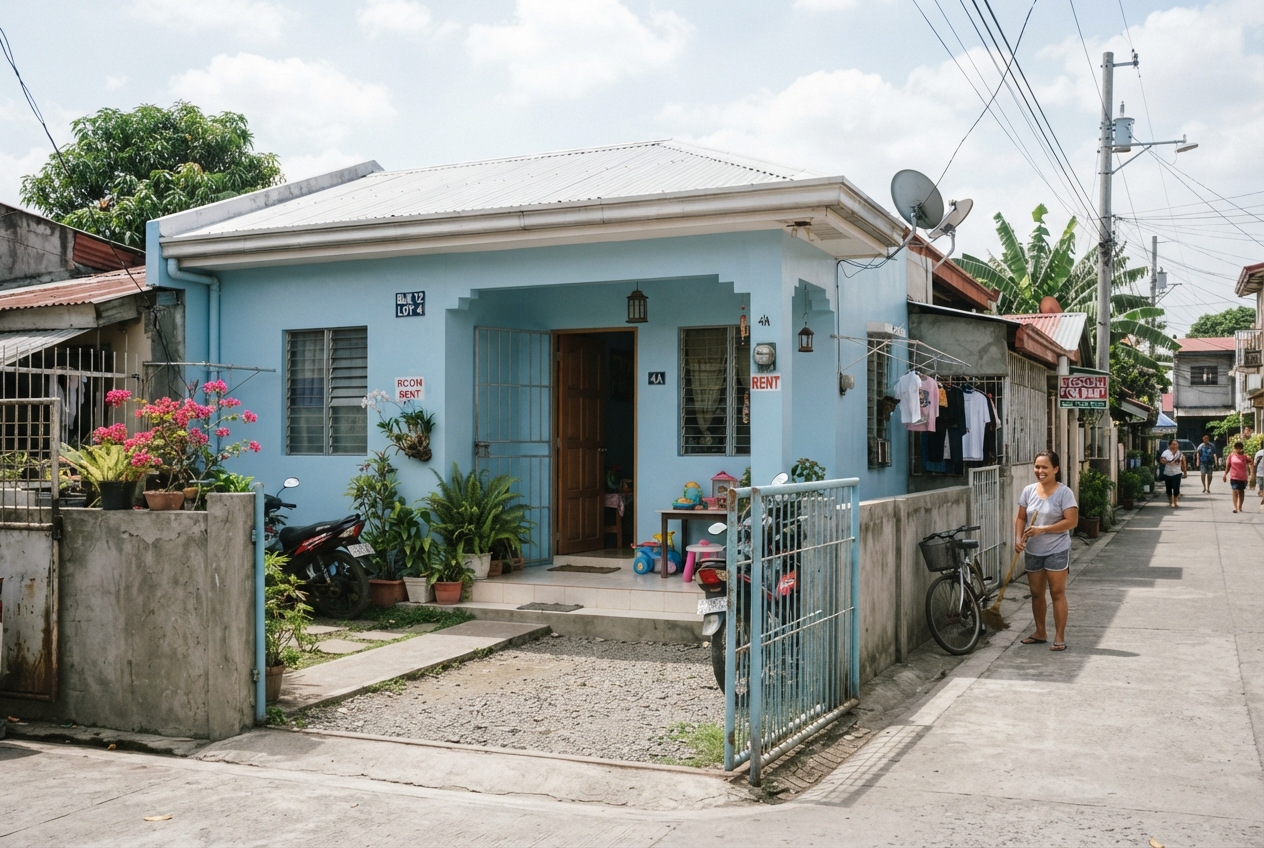 Family rental house in a Philippine neighborhood